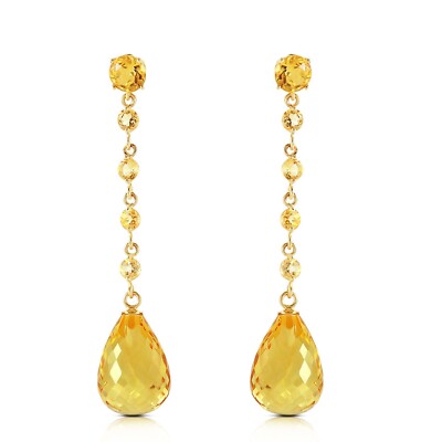 14K massiv Gold Chandelier Ohrringe mit Citrinen - elegantes Gelbgold Design