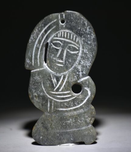 3.3" Chinese Hongshan Culture Old Jade Carving Dancing Girl Statue Amulet - Picture 1 of 4