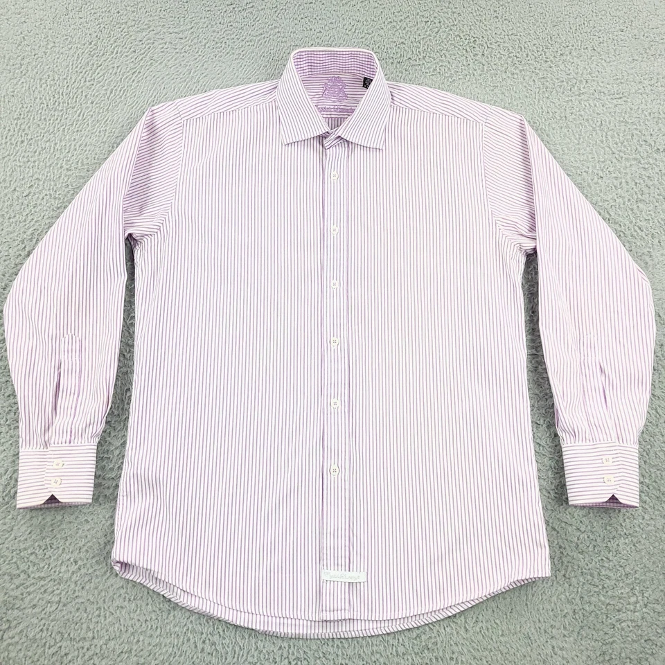 Рубашка английская прачечная мужская 16 фиолетовая деловая повседневная офисная с откидными манжетами - Изображение 3 из 4