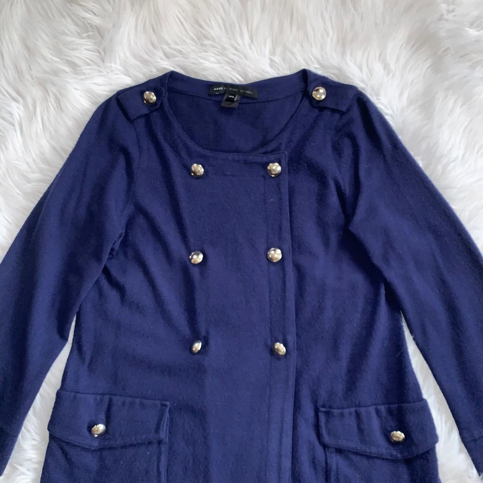 Chaqueta Abrigo Largo Marc Jacobs Rayas Doble Pecho Tejido, Mediano/Grande Foto 4 de 4