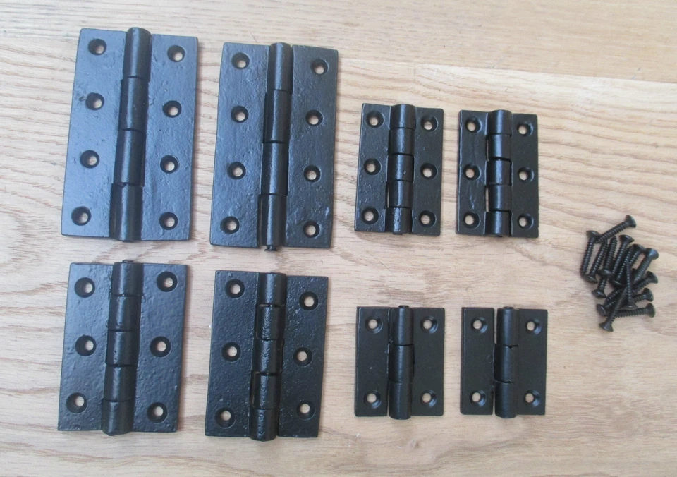 IRONMONGERY WORLD 1 PAR NEGRO ANTIGUO-Hierro fundido antiguo inglés a tope armario armario bisagras puerta