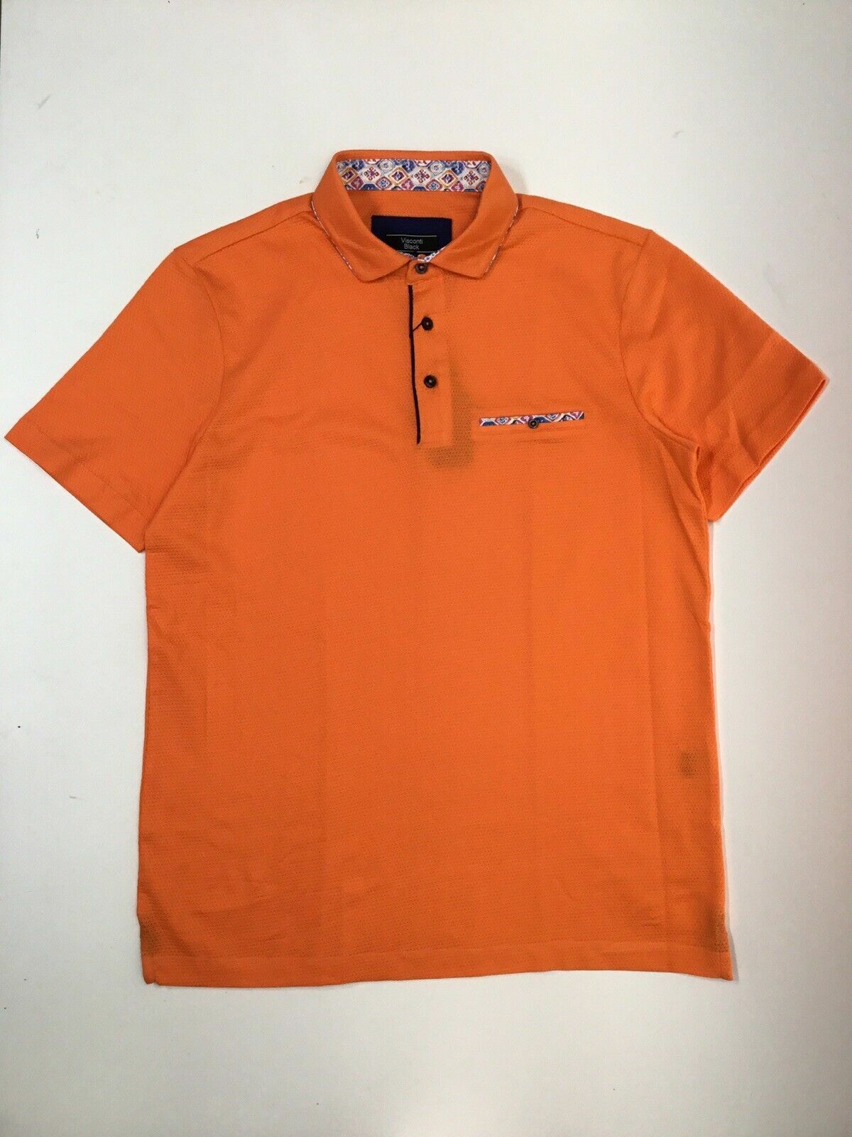 мужская сетчатая рубашка поло visconti Black, оранжевая,L