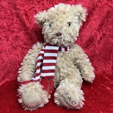 Teddy Bear Beige Tan w Red White Striped Scarf Missing Puffer Vest FAO Schwarz