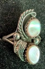 Vintage Woman's Sterling Silver Bead, Leaf, Twisted Wire Shell Pink MOP Size 6