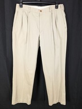 Farah Men's Vintage Tan Khaki Pleated Front Chino Dress Pants Size 36x29