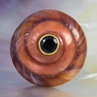 Evil Eye Design Natural Land Snail Xesta luctuosa butonensis Black Spinel 4.81g