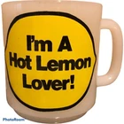 I'm A Hot Lemon Lover Vintage Glasbake Milk Glass Coffee Mug Tea Cup Heat Resist