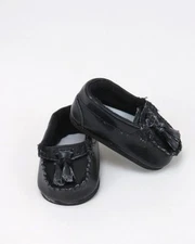 Doll Clothes 18" Shoes Loafers Black Leather Fits American Girl Boy Dolls