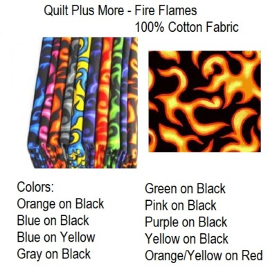 BTY Camp Fire Flames MDG 100% Cotton Fabric - PICK Color