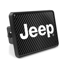 Jeep Graphic Carbon Fiber Look Metal Face-Plate on ABS Hitch Cover