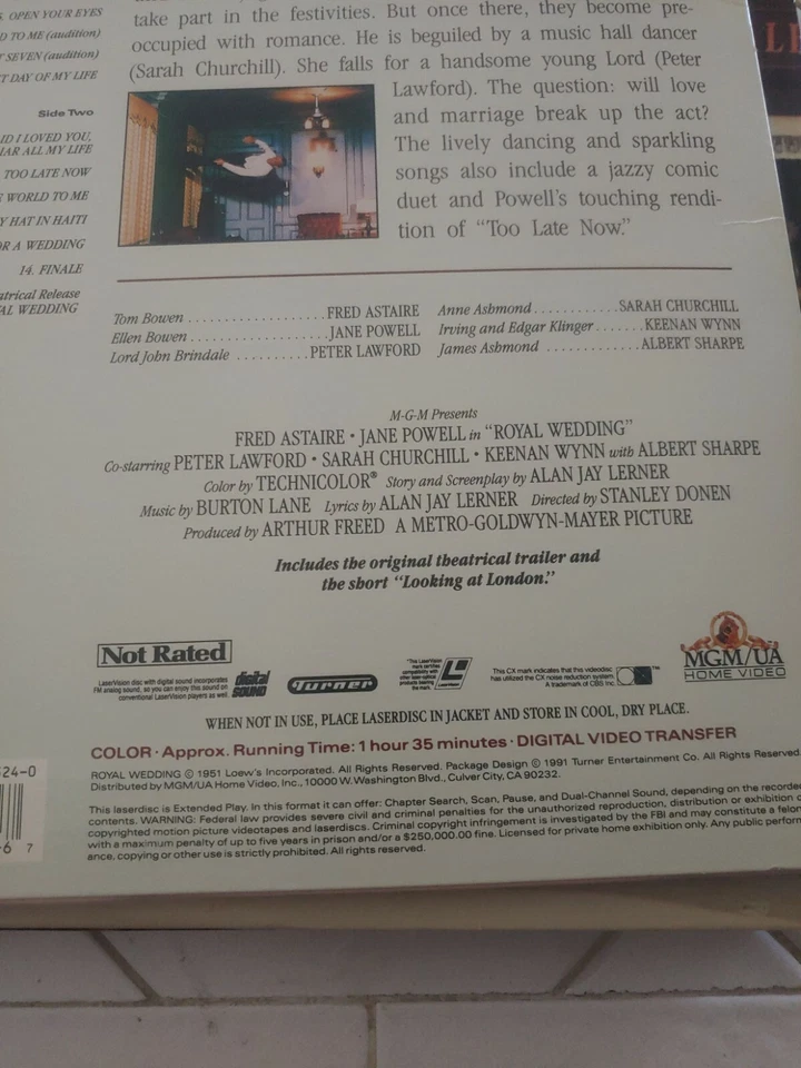 Royal Wedding  Fred Astaire Jane Powell Peter Lawford laserdisc vg Foto 4 de 4