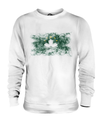 MACAU DISTRESSED FLAGGE UNISEX PULLOVER OBERTEIL MACANESE FOOTBALL CHINESISCHES GESCHENK SHIRT
