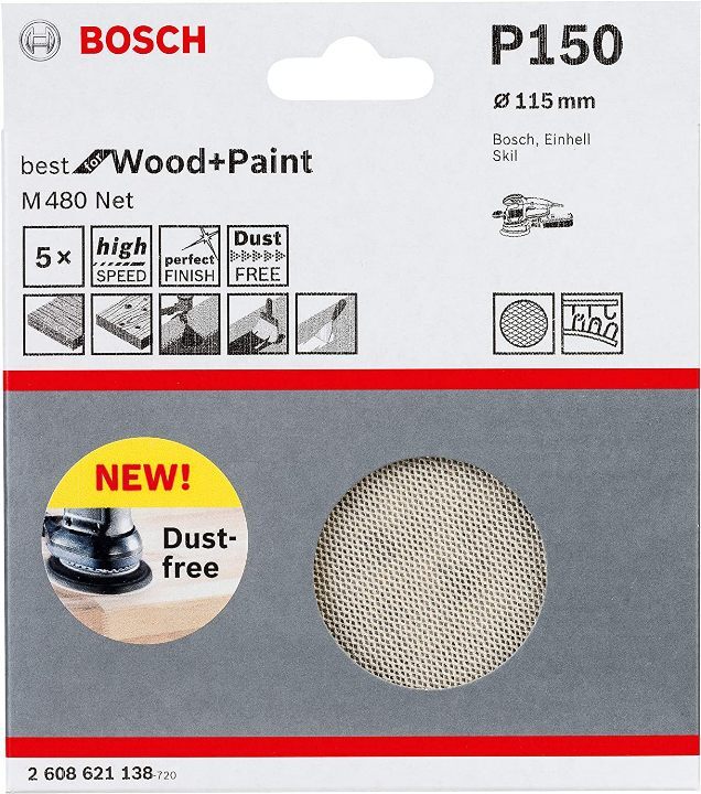 BOSCH - 5 FOGLI ABRASIVI RETE M480 115MM G320