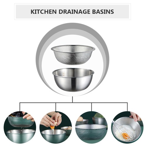 2PCS Drain Basket Stainless Steel Drainage Bowls Fruit Strainer Basket Sink - Bild 11 von 12