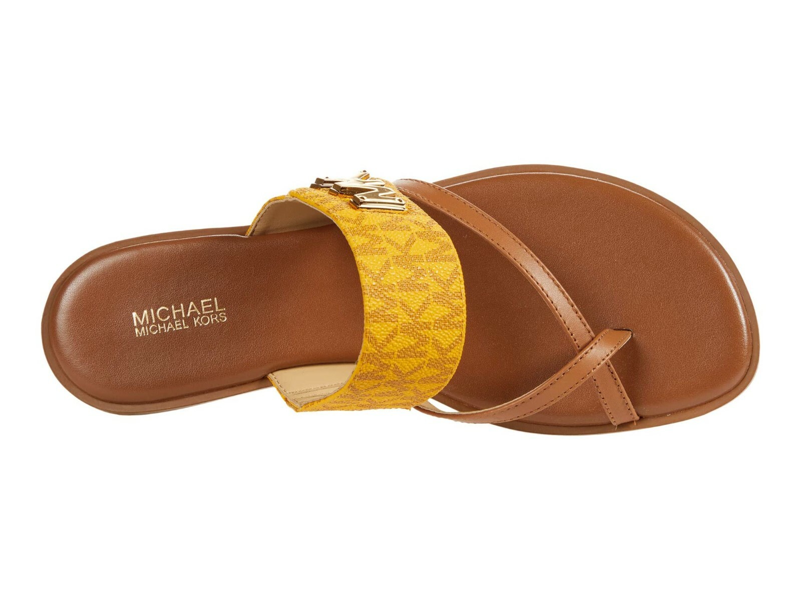 MICHAEL KORS Sidney MK Signature Flat Sandals Flip-Flops Yellow