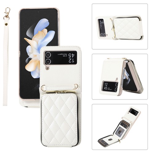 Luxus Gitter Leder Handy Reißverschluss Brieftasche Etui Abdeckung für Samsung Galaxy Z Flip Serie - Bild 47 von 54