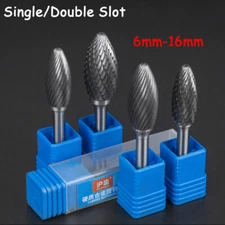 6mm-16mm Single/Double Slot Carbide Rotary Burr File Milling Grinding Cutter