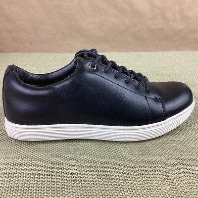 Steve Madden Boys Black Faux Leather Shoes Lace Up Comfort Sneakers Kids Size 3