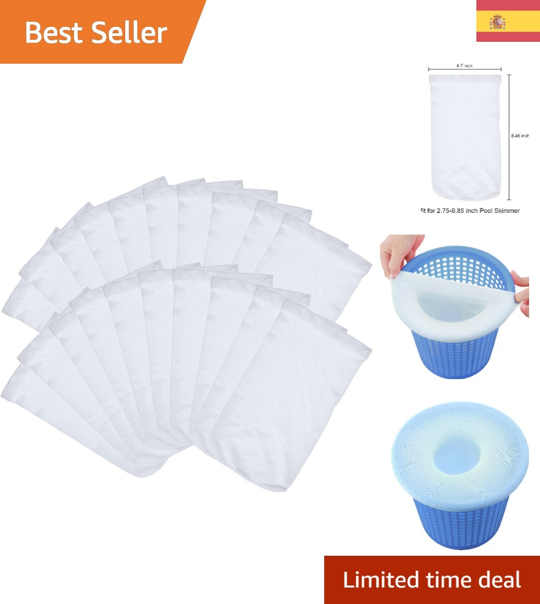 Calcetines de Filtrado de Nylon Elástico para Piscinas - Set de 20 Unidades
