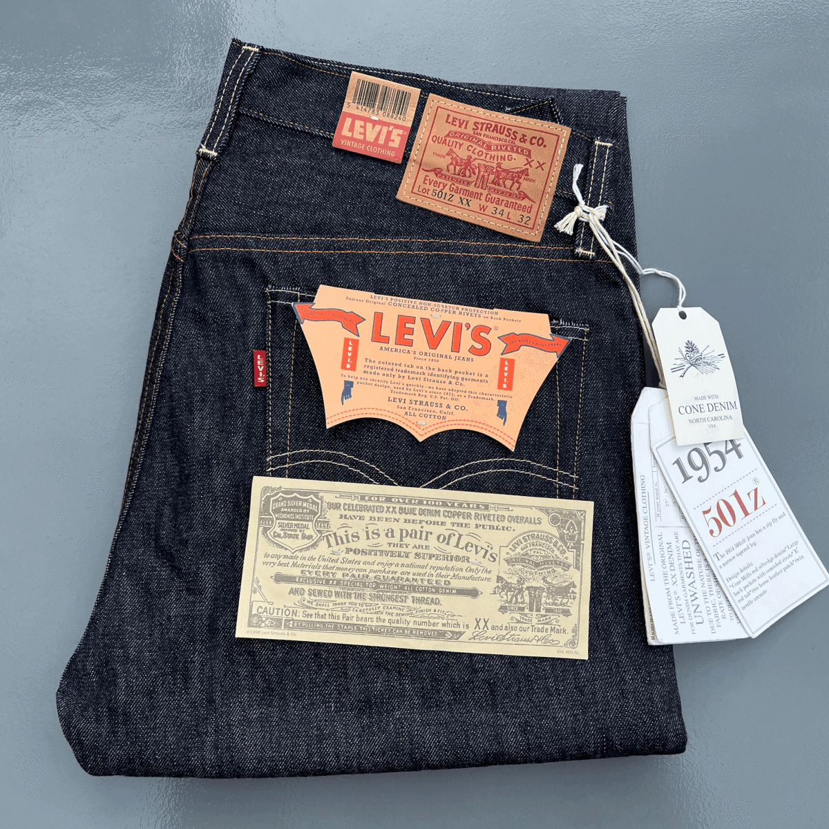Levi's 501ZXX 50154-0001 W34 L32 White Oak 50s Made in the