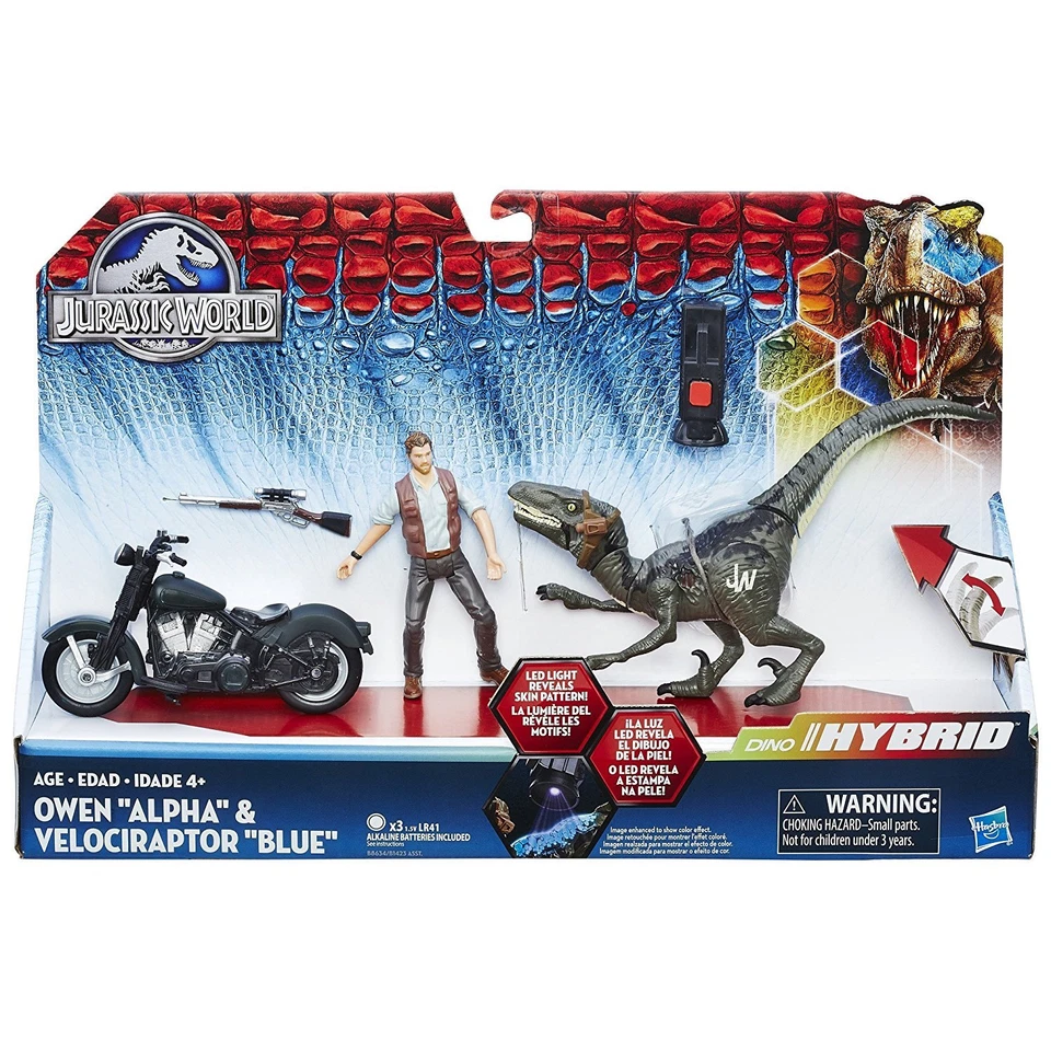 Jurassic World Dino Hybrid Owen Alpha Velociraptor Blue Raptor Park Figure Set - Image 3 of 4