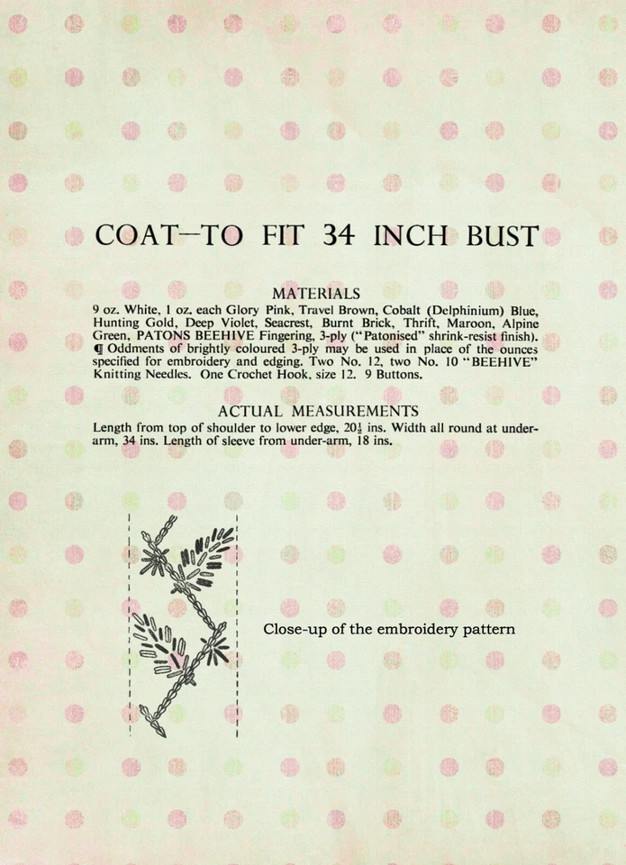 1940s Pretty Tyrolean Cardigan Vintage Knitting Pattern Bust 34 - Copy - Image 2 of 2