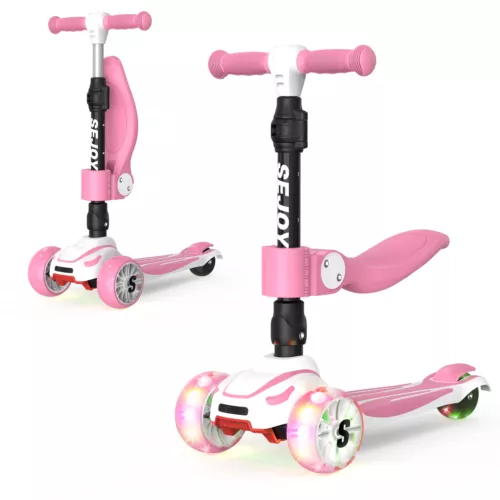 SEJOY Kinderroller 3 Jahre Dreiradscooter Kinderscooter PU LED Räder Trittroller