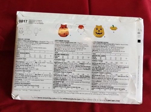 2 Simplicity Children Unisex Costumes Christmas, Halloween Size A 1/2,1,2,3,4 - Picture 3 of 5