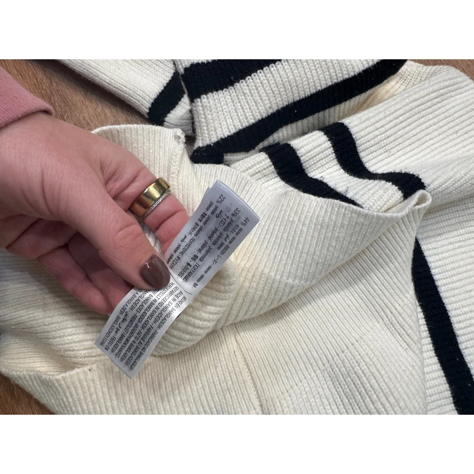 Suéter Zara Niños Niñas Crema Negro Rayas Cuello Simulado Manga Globo Talla 11-12 Foto 4 de 4