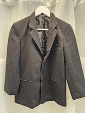 Boy's Size 12 Classic Black 3-Button Long Sleeved Suit Jacket By Color Me Nice