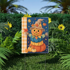 Cute Pumpkin Scarecrow Yard Sign Fall Harvest Outdoor Yard Decoration