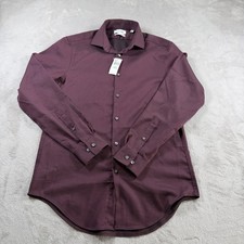 Calvin Klein Dress Shirt Mens 15 32/33 M Slim Fit Stretch Maroon 33R1918 LongSlv