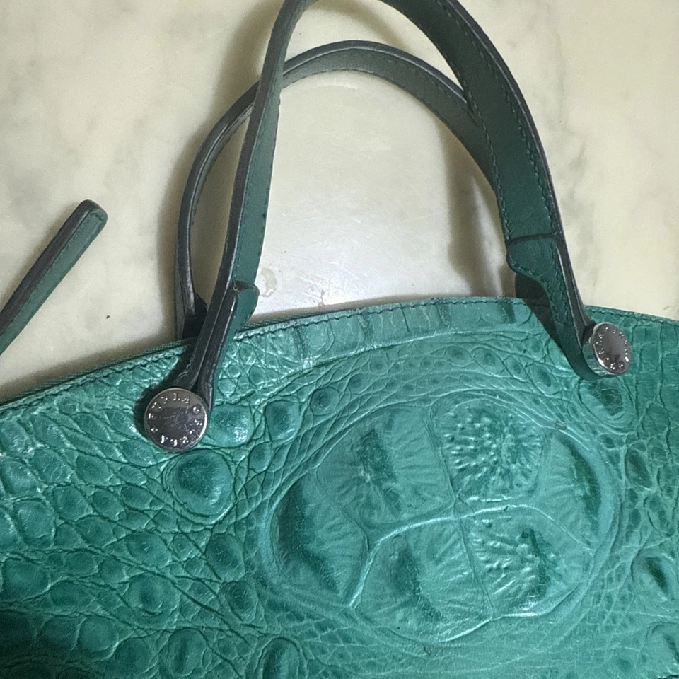 Bolso Furla Croco Cuero Repujado Azul Verde  Foto 3 de 4