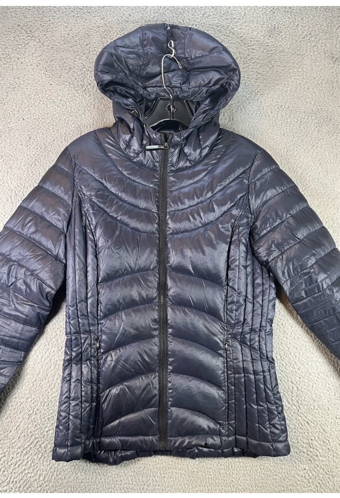 Andrew Marc Down Packable Jacketl Small Navy Quil… - image 5