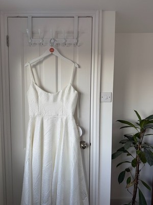Truvelle Lucinda V1 Brautkleid UK 12 Ivory Jacquard U-Ausschnitt hinten Brautkleid NW