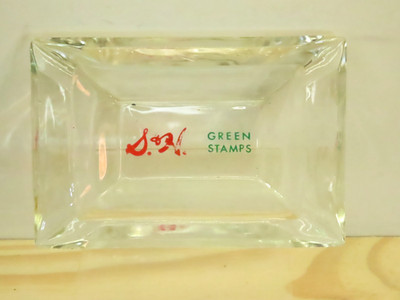 ASHTRAY Vtg S & H GREEN STAMPS Trinket Dish Conversation Piece Advertising Heavy