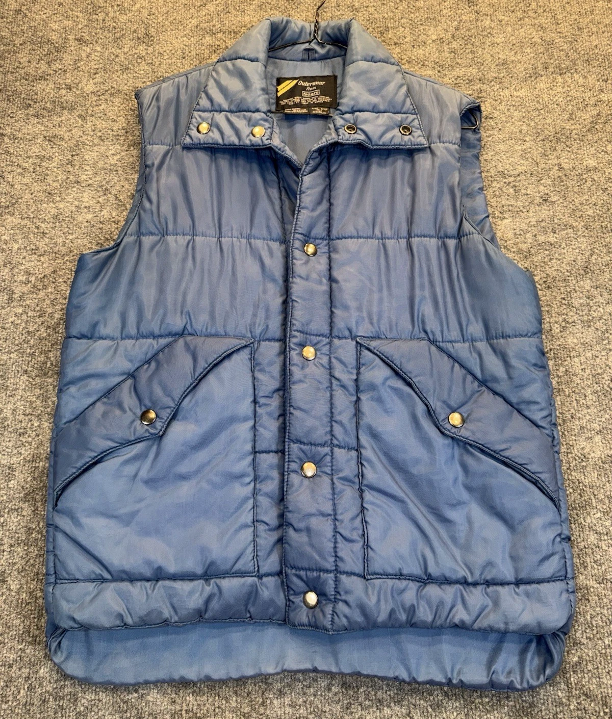 Vintage Sears Puffer Vest Men’s Size Medium Tall Blue Snap Front Nylon