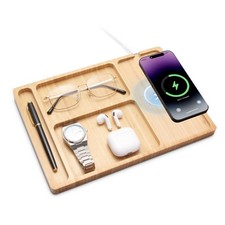 Valet Tray, Built-in Wireless Charger, Nightstand Organizer, Desk Bedside Cad...