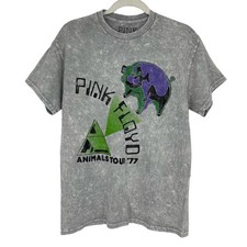 Officially Licensed Pink Floyd Animals Tour '77 T-Shirt Gray Acid Wash Medium