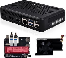 GeeekPi DeskPi Lite Pi5 Case with Power Button,PCIe to M.2 HAT,Active Cooler
