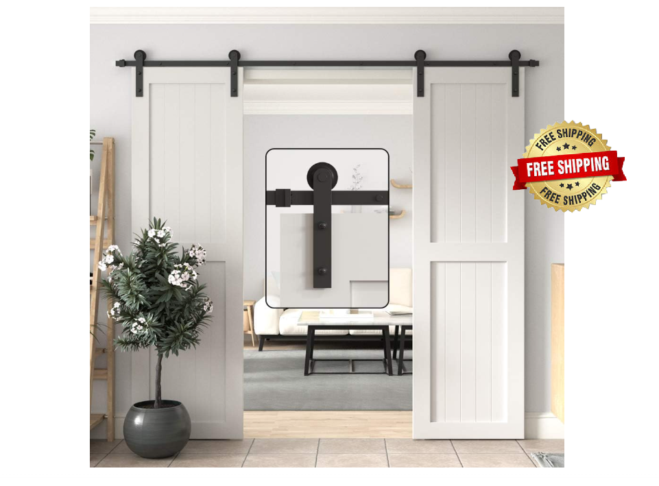 Kit De Herrajes Para Puerta De Granero Corrediza Doble Para Puerta De Madera NEW