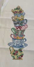 Candamar Teacup Stack Cross Stitch Almost Complete