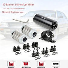 High Flow Inline Fuel Filter 10 Micron Cleanable An6 An8 An10 Adapter Element