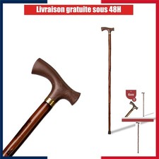 Bâton de marche en bois 90 cm poignée ergonomique marron Espagne