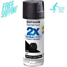 Rust-Oleum 334020 Painter's Touch 2X Ultra Cover Spray Paint, 12 oz, Flat Black