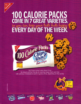Nabisco Chips Ahoy 100 Calorie Packs Oreo Ritz Wheat Thins Vintage Print Ad 2005