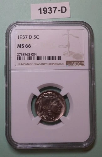 1937-D BUFFALO NICKEL graded NGC MS 66 FIVE CENT US COIN (SEE OTHER NICKEL)