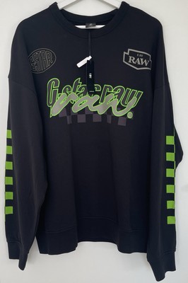 NWT G-Star Raw Moto Sport XL Loose Herren Logo Sweatshirt Schwarz Pullover