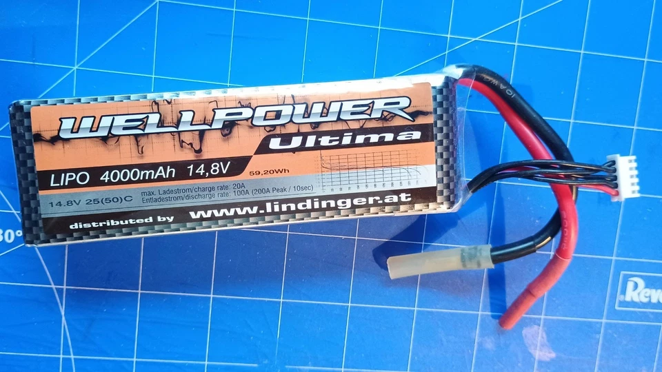 2 Stück Wellpower lipo akku ultima 4000 mAh / 4s 50C  unbenutzt neu - Bild 3 von 3