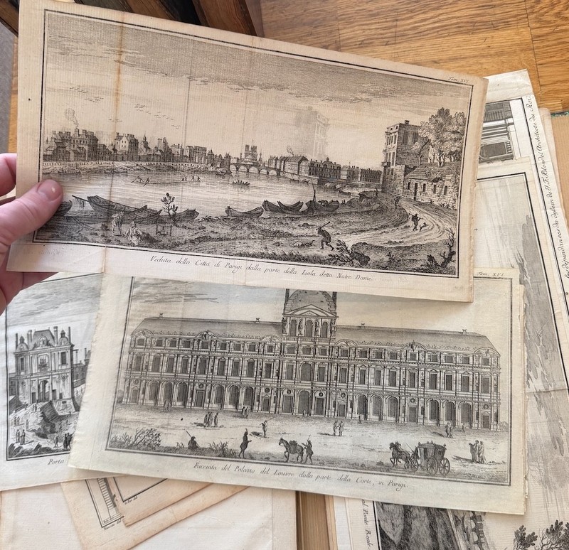 Architecture des XVIIe et XVIIIe siècles — lot de 34 gravures, le Louvre